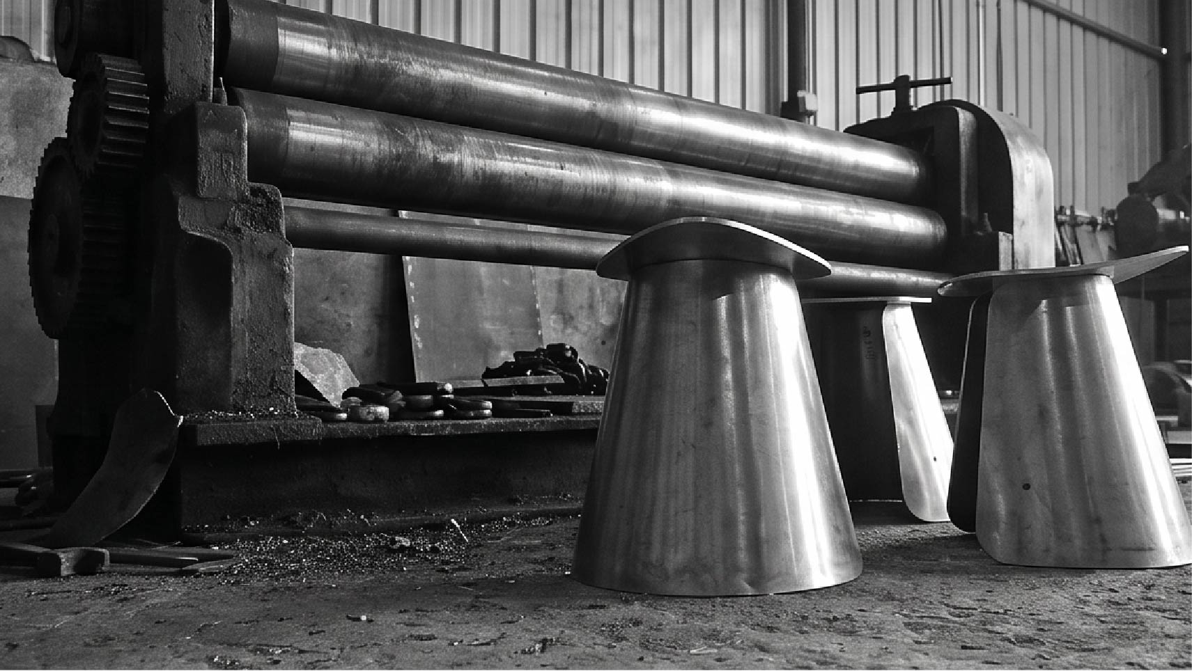 GĒV workshop — plate rolling and metal fabrication