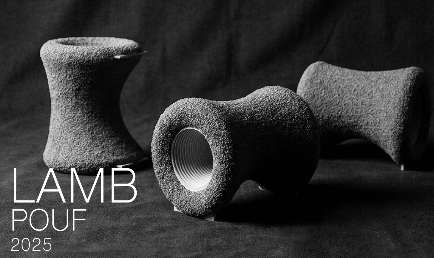 LAMB — sculptural bouclé pouf, 2025