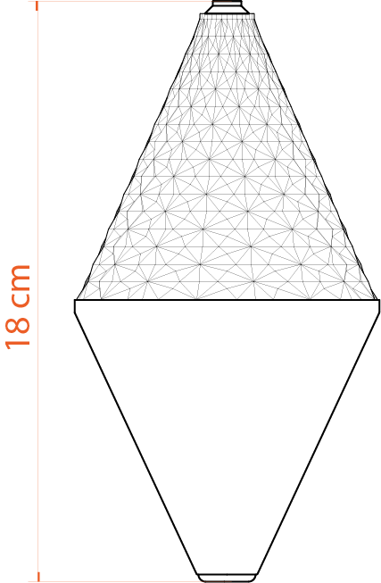 Akbar Mashti side dimensions showing 18 centimetre height