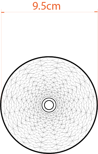 Akbar Mashti top dimensions showing 9.5 centimetre diameter