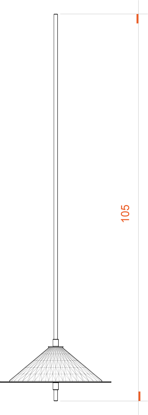 Tall Damavand dimensions showing 105 centimetre overall height