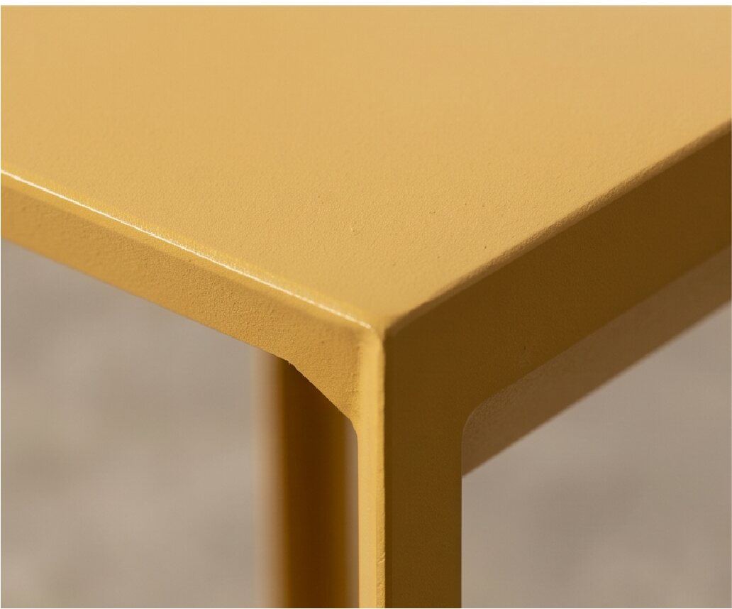 Close view of the Rija Bar Stool seat and precise corner construction