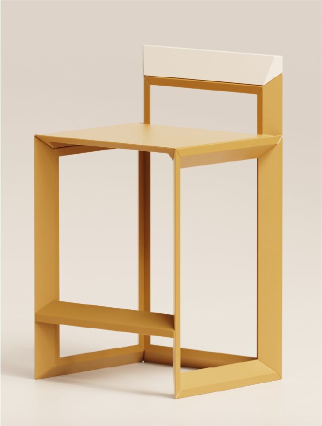 Single yellow Rija Bar Stool shown in profile