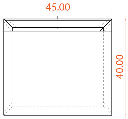 Rija Dining Chair plan drawing showing 45 centimetre width and 40 centimetre depth