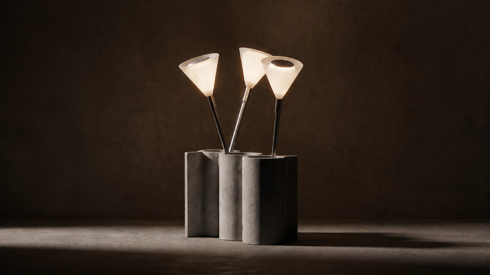 GĒV Studio — sculptural alabaster lamps on concrete bases